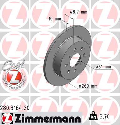 Zimmermann 280.3164.20 - Тормозной диск autosila-amz.com