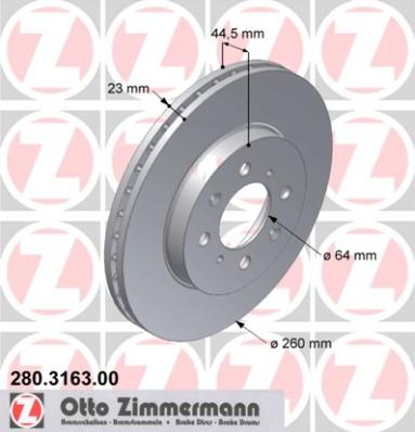 Zimmermann 280.3163.00 - Тормозной диск autosila-amz.com