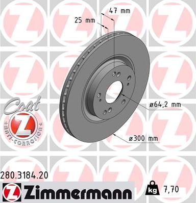 Zimmermann 280.3184.20 - Тормозной диск autosila-amz.com