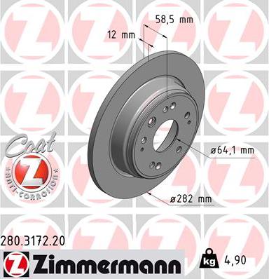 Zimmermann 280.3172.20 - Тормозной диск autosila-amz.com