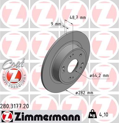 Zimmermann 280.3177.20 - Тормозной диск autosila-amz.com