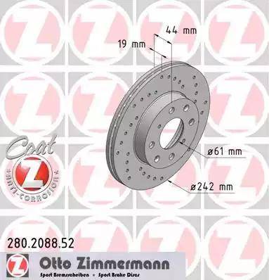 Zimmermann 280.2088.52 - Тормозной диск autosila-amz.com