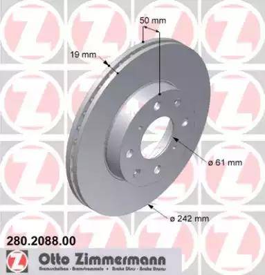 Zimmermann 280.2088.00 - Тормозной диск autosila-amz.com