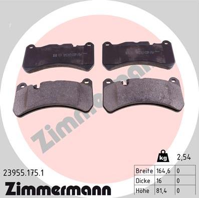 Zimmermann 23955.175.1 - Тормозные колодки, дисковые, комплект autosila-amz.com