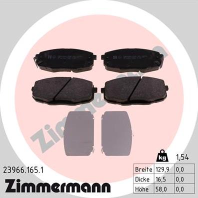 Zimmermann 23966.165.1 - Тормозные колодки, дисковые, комплект autosila-amz.com