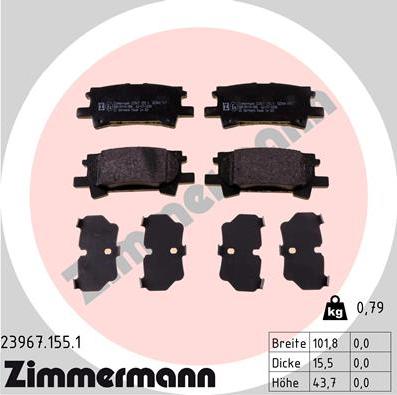 Zimmermann 23967.155.1 - Тормозные колодки, дисковые, комплект autosila-amz.com