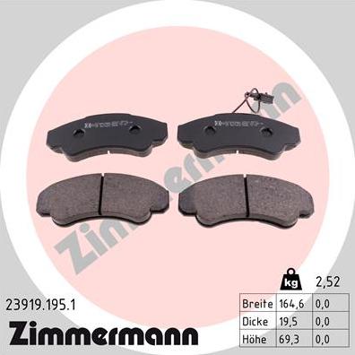 Zimmermann 23919.195.1 - Тормозные колодки, дисковые, комплект autosila-amz.com