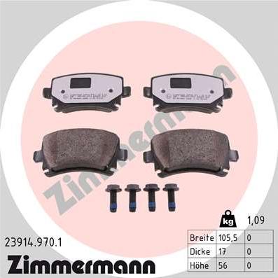 Zimmermann 23914.970.1 - Тормозные колодки, дисковые, комплект autosila-amz.com