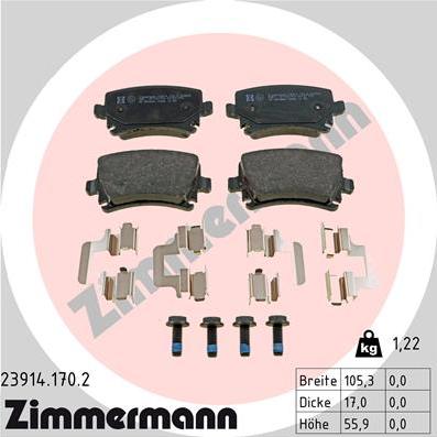 Zimmermann 23914.170.2 - Комплект тормозных колодок дисковый тормоз перед Zimmermann 23914.170.2 autosila-amz.com