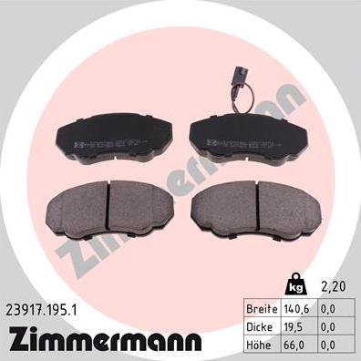 Zimmermann 23917.195.1 - Тормозные колодки, дисковые, комплект autosila-amz.com