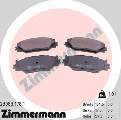 Zimmermann 23983.178.1 - Тормозные колодки, дисковые, комплект autosila-amz.com
