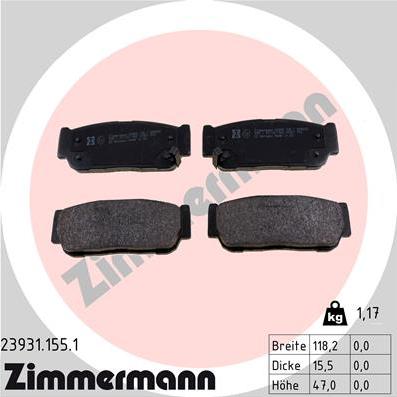 Zimmermann 23931.155.1 - Тормозные колодки, дисковые, комплект autosila-amz.com