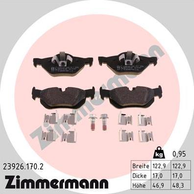 Zimmermann 23926.170.2 - Тормозные колодки, дисковые, комплект autosila-amz.com