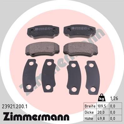 Zimmermann 23921.200.1 - Тормозные колодки, дисковые, комплект autosila-amz.com