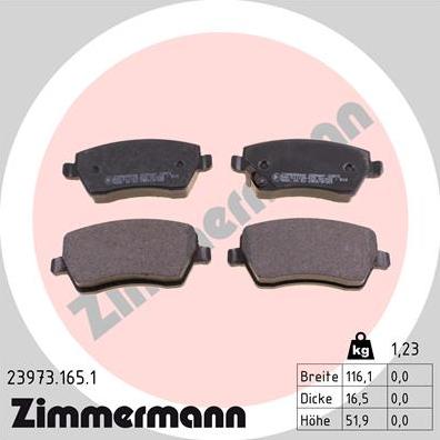Zimmermann 23973.165.1 - Тормозные колодки, дисковые, комплект autosila-amz.com
