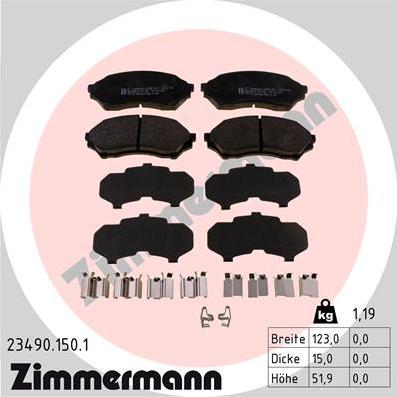 Zimmermann 23490.150.1 - Тормозные колодки, дисковые, комплект autosila-amz.com