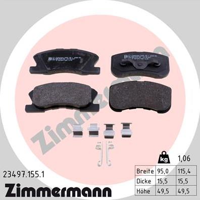 Zimmermann 23497.155.1 - Тормозные колодки, дисковые, комплект autosila-amz.com