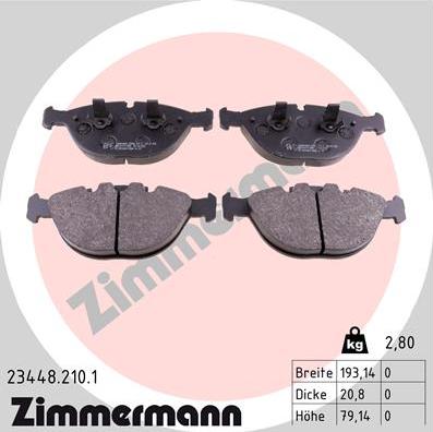 Zimmermann 23448.210.1 - Тормозные колодки, дисковые, комплект autosila-amz.com