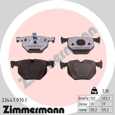 Zimmermann 23447.970.1 - Тормозные колодки, дисковые, комплект autosila-amz.com