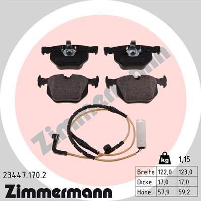 Zimmermann 23447.170.2 - Тормозные колодки, дисковые, комплект autosila-amz.com