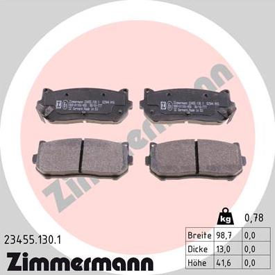 Zimmermann 23455.130.1 - Тормозные колодки, дисковые, комплект autosila-amz.com