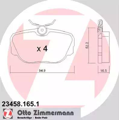 Zimmermann 23458.165.1 - Тормозные колодки, дисковые, комплект autosila-amz.com