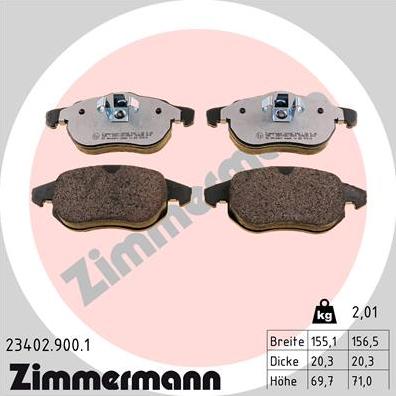 Zimmermann 23402.900.1 - Тормозные колодки, дисковые, комплект autosila-amz.com