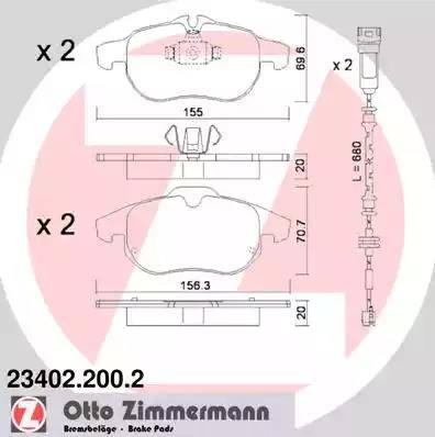 Zimmermann 23402.200.2 - Колодки тормозные дисковые Opel autosila-amz.com