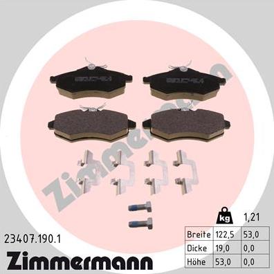 Zimmermann 23407.190.1 - Тормозные колодки, дисковые, комплект autosila-amz.com