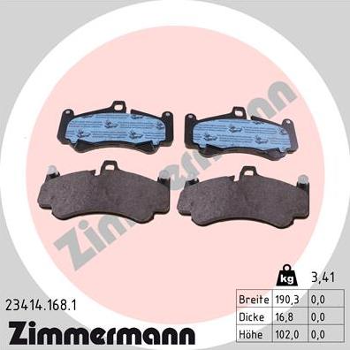 Zimmermann 23414.168.1 - Тормозные колодки, дисковые, комплект autosila-amz.com