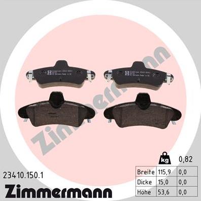 Zimmermann 23410.150.1 - Тормозные колодки, дисковые, комплект autosila-amz.com