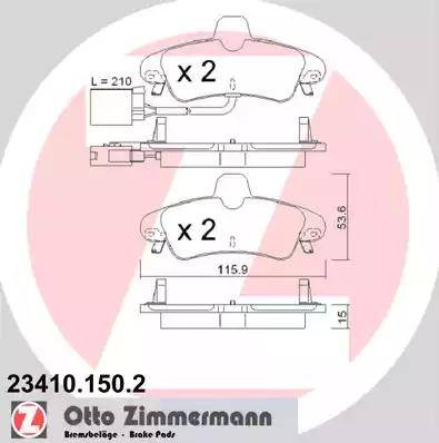 Zimmermann 23410.150.2 - Тормозные колодки, дисковые, комплект autosila-amz.com