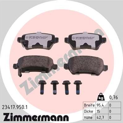 Zimmermann 23417.950.1 - Тормозные колодки, дисковые, комплект autosila-amz.com