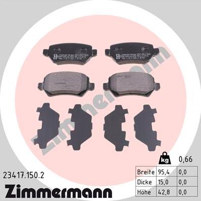 Zimmermann 23417.150.2 - Тормозные колодки, дисковые, комплект autosila-amz.com