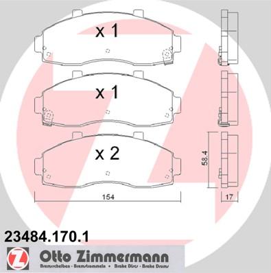 Zimmermann 23484.170.1 - Колодки тормозные дисковые Kia autosila-amz.com