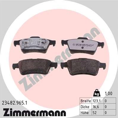 Zimmermann 23482.965.1 - Тормозные колодки, дисковые, комплект autosila-amz.com