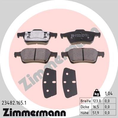 Zimmermann 23482.165.1 - Тормозные колодки, дисковые, комплект autosila-amz.com
