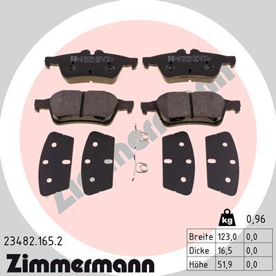 Zimmermann 23482.165.2 - Тормозные колодки, дисковые, комплект autosila-amz.com