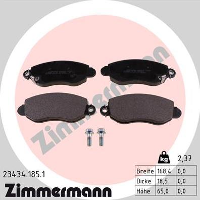 Zimmermann 23434.185.1 - Тормозные колодки, дисковые, комплект autosila-amz.com