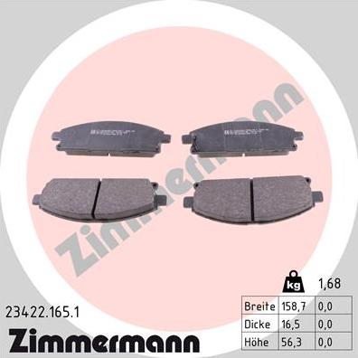 Zimmermann 23422.165.1 - Тормозные колодки, дисковые, комплект autosila-amz.com