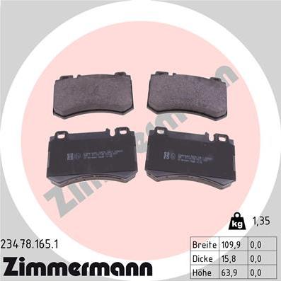 Zimmermann 23478.165.1 - Тормозные колодки, дисковые, комплект autosila-amz.com
