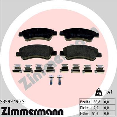 Zimmermann 23599.190.2 - Тормозные колодки, дисковые, комплект autosila-amz.com