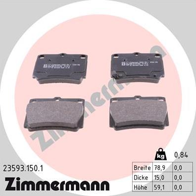 Zimmermann 23593.150.1 - Тормозные колодки, дисковые, комплект autosila-amz.com