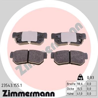 Zimmermann 23543.155.1 - Тормозные колодки, дисковые, комплект autosila-amz.com