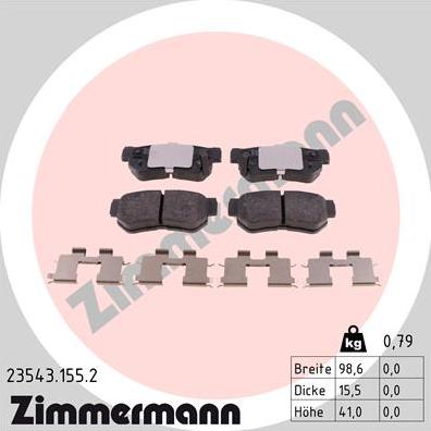 Zimmermann 23543.155.2 - Тормозные колодки, дисковые, комплект autosila-amz.com