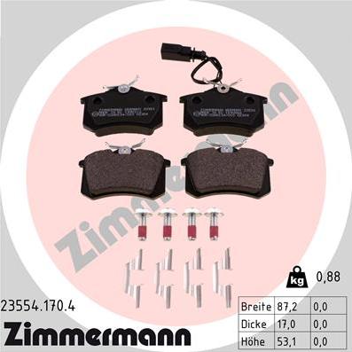 Zimmermann 23554.170.4 - Тормозные колодки, дисковые, комплект autosila-amz.com