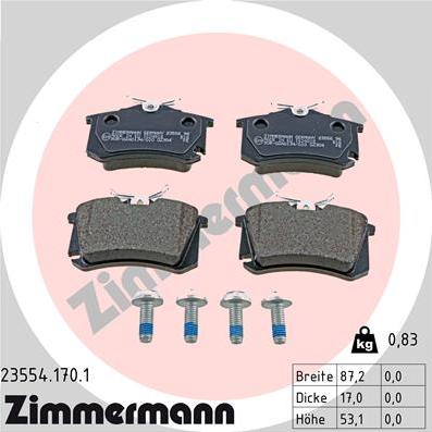 Zimmermann 23554.170.1 - Тормозные колодки, дисковые, комплект autosila-amz.com
