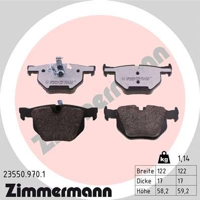 Zimmermann 23550.970.1 - Тормозные колодки, дисковые, комплект autosila-amz.com