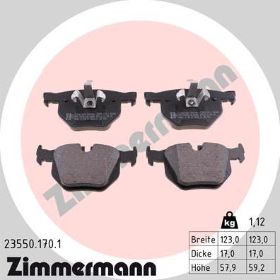 Zimmermann 23550.170.1 - Тормозные колодки, дисковые, комплект autosila-amz.com