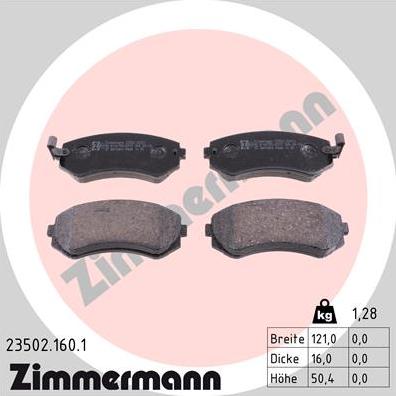 Zimmermann 23502.160.1 - Тормозные колодки, дисковые, комплект autosila-amz.com